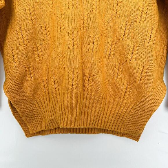 Lucky Brand Tunic Sweater Braid Stitch Drop Shoulder Oversize Size Small Mustard - Picture 4 of 16